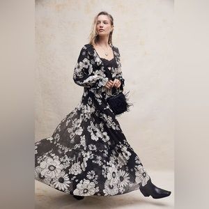 BNWT Free People Valeria Maxi Dress Black/White Size L